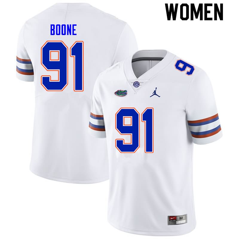 Women's NCAA Florida Gators Justus Boone #91 Stitched Authentic Nike White College Football Jersey YCY7565ED